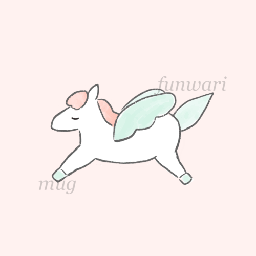 funwarimugの空を飛んでるペガサスのイラスト